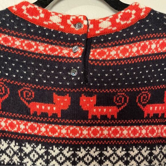 J.Crew Womens Medium Farmyard Fair Isle Cat Bird Sweater Cottagecore Wool Blend - Picture 5 of 7
